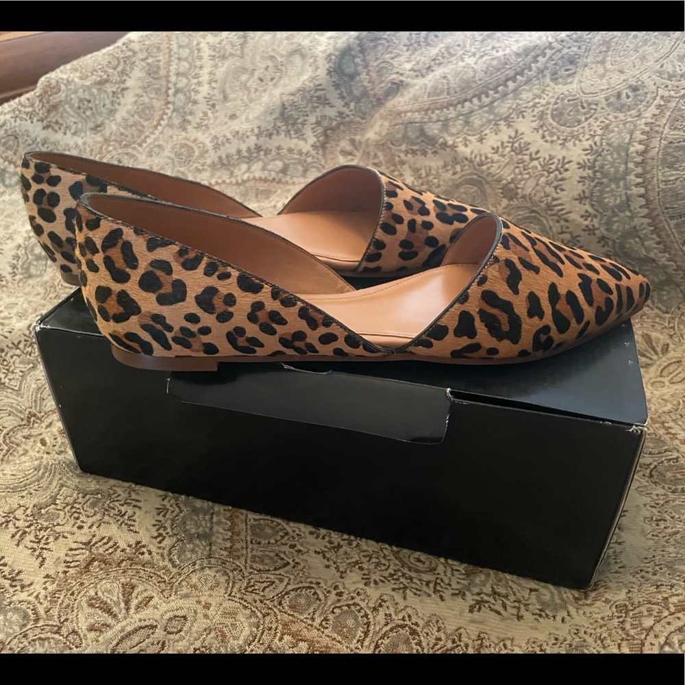 Size 8 j. Crew Zoe calf hair d’orsay flats. New in box. Super cute.